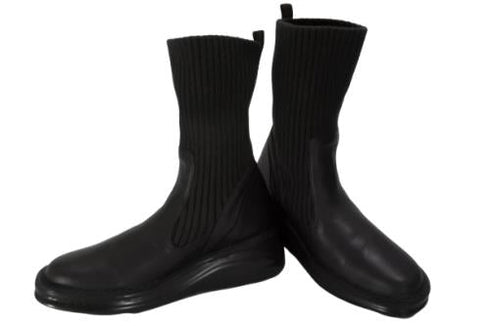 【インコルジェ8172 ダークブラウン】ヒール高ショートニットブーツ